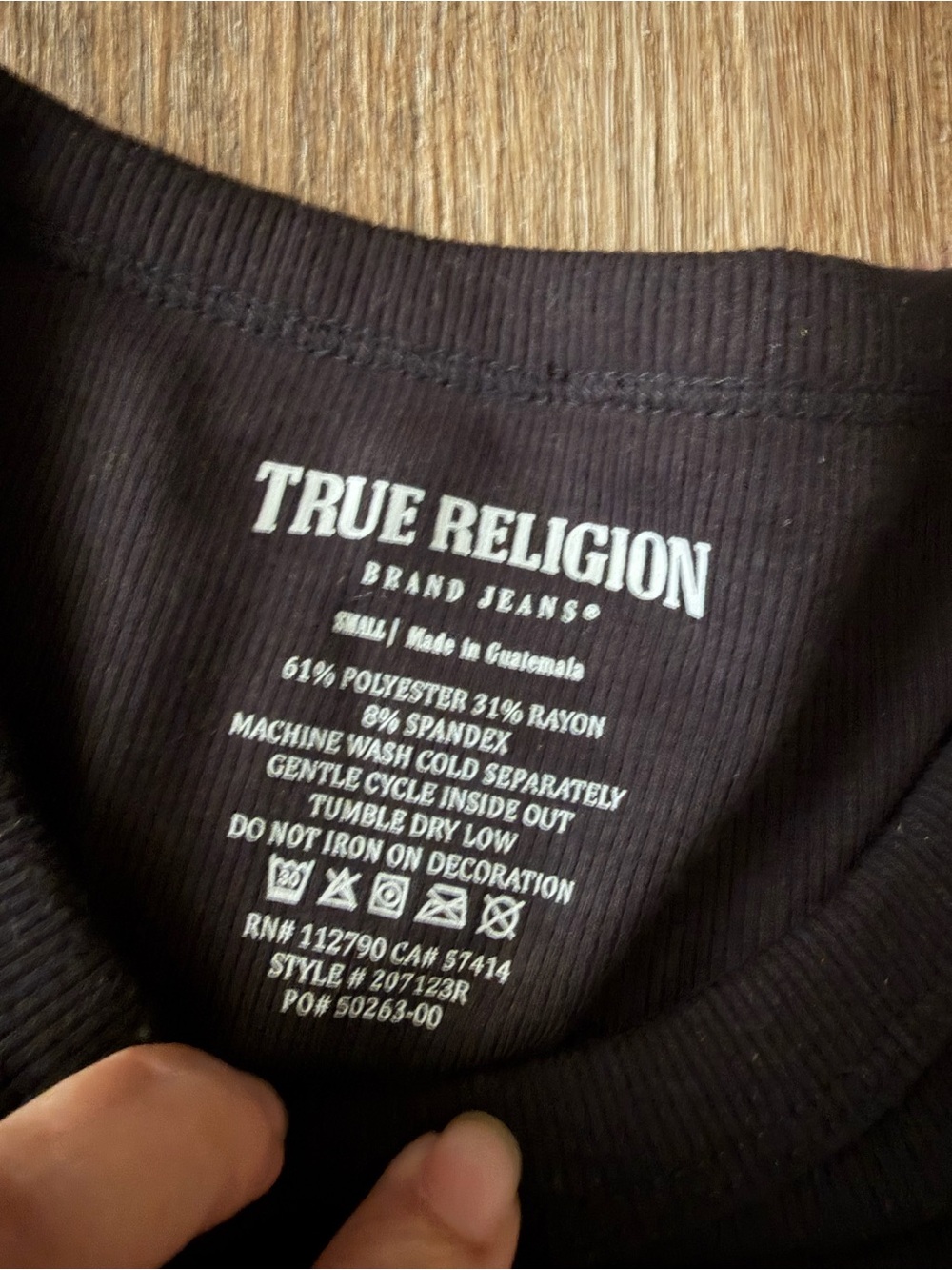 True Religion Black Ribbed Crew Neck Tee